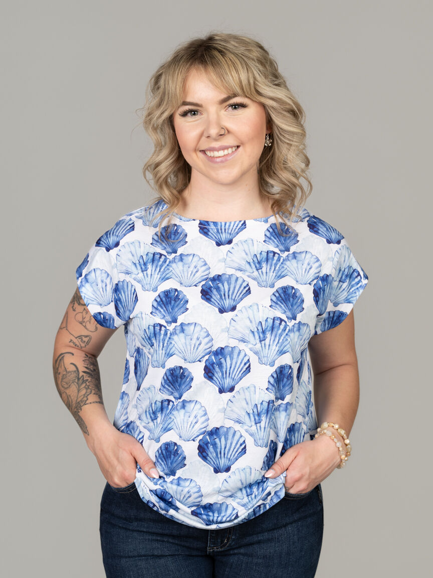 Short Sleeve Shell Print Top