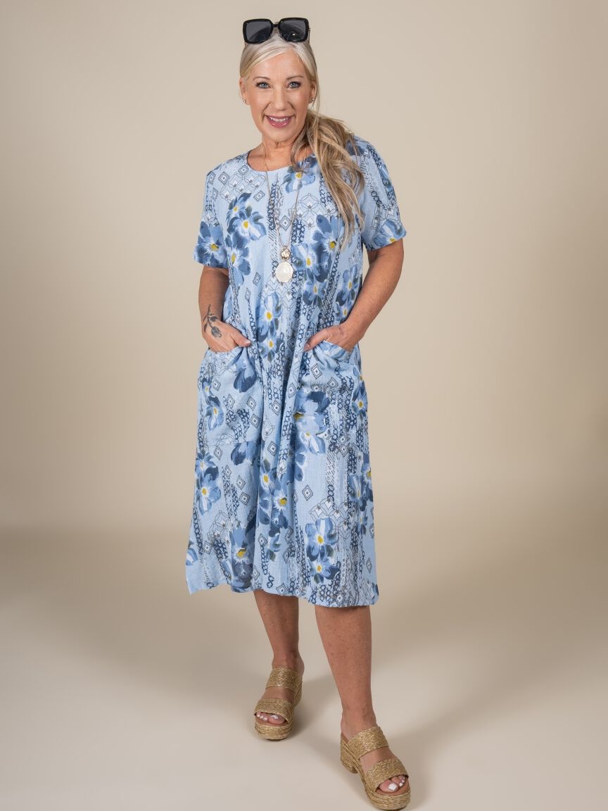 Midi Short Sleeve Cotton Dress Image 4