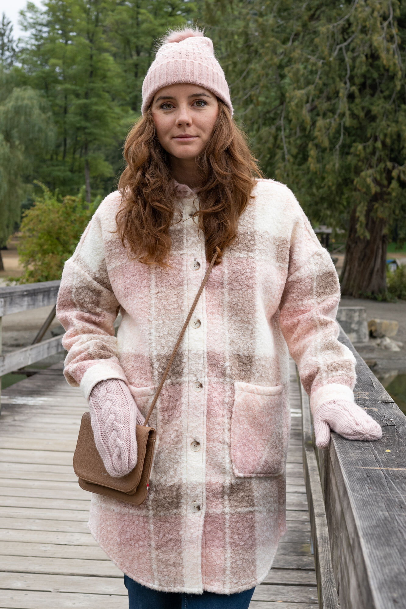 Oversized  Pink Plaid Sherpa Shacket Image 1