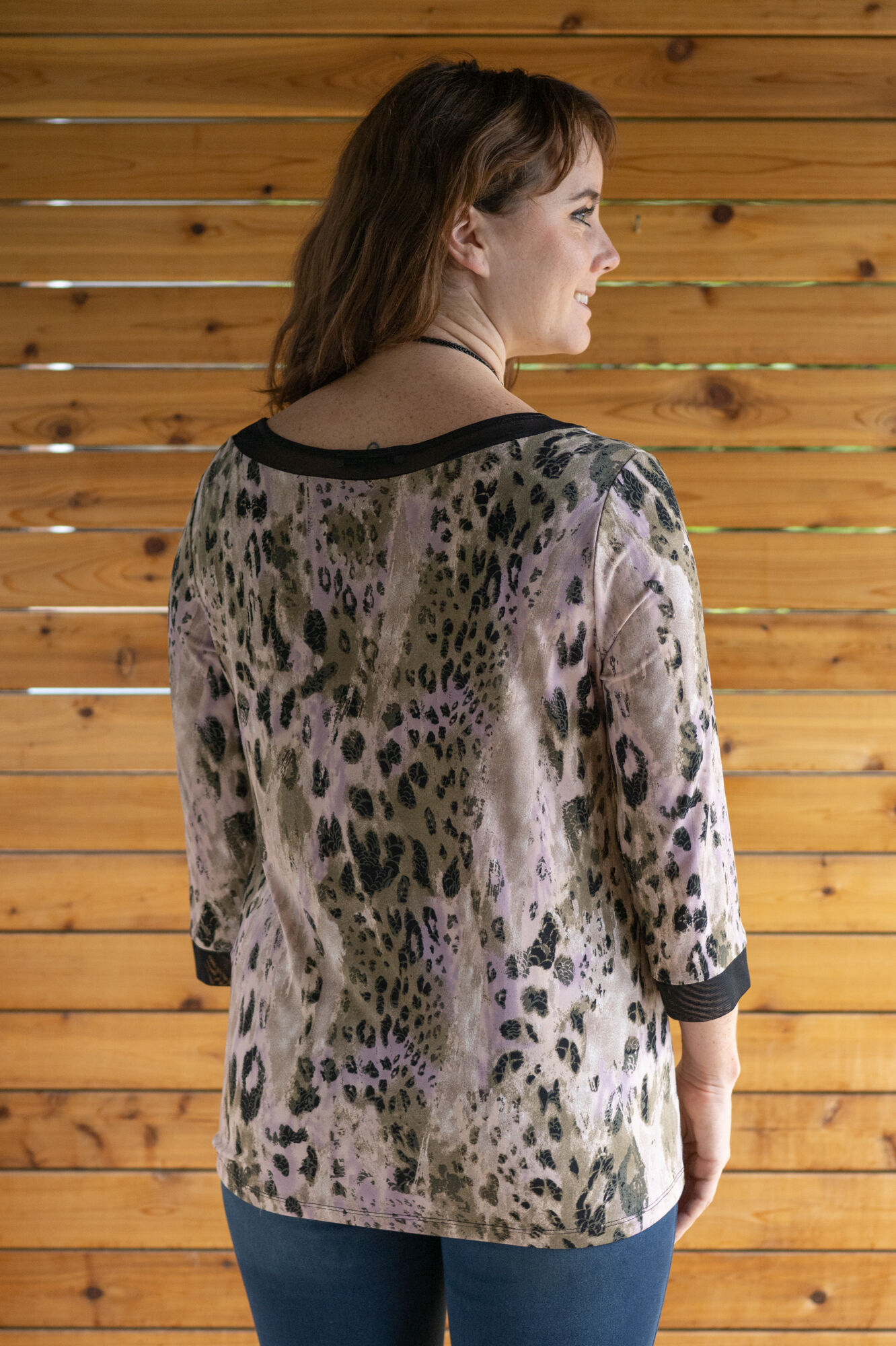 Cheetah Mesh V-Neck Shirt  Image 2