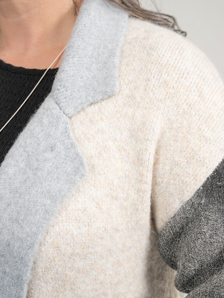 Color Block Open Front Long Cardigan