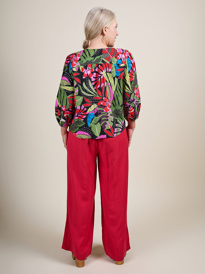 &frac34; Sleeve V Neck Blouse  Image 3