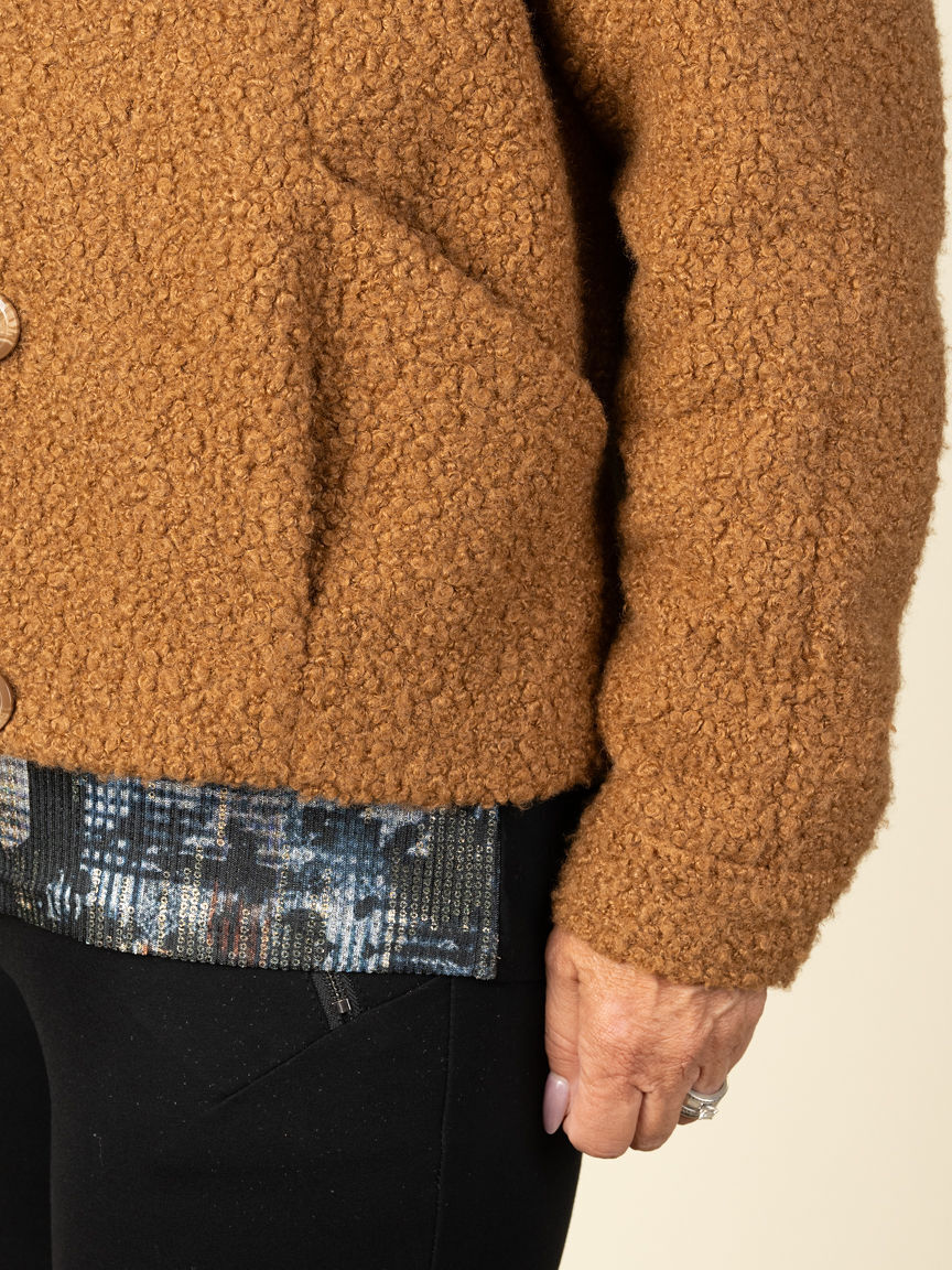 Soft Boucle Button-Front Jacket