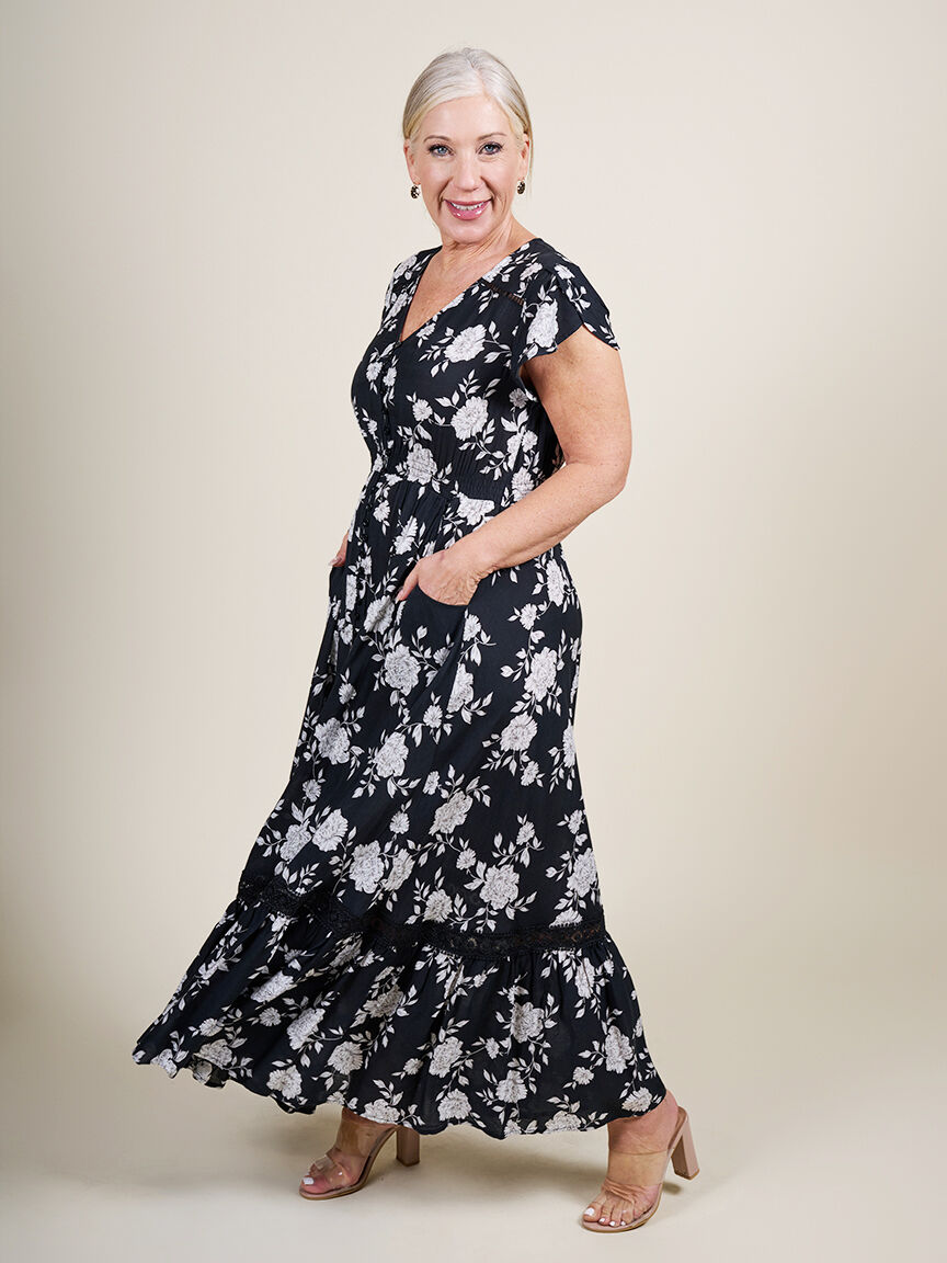 Short Sleeve Maxi Dress with Pockets  Image 1