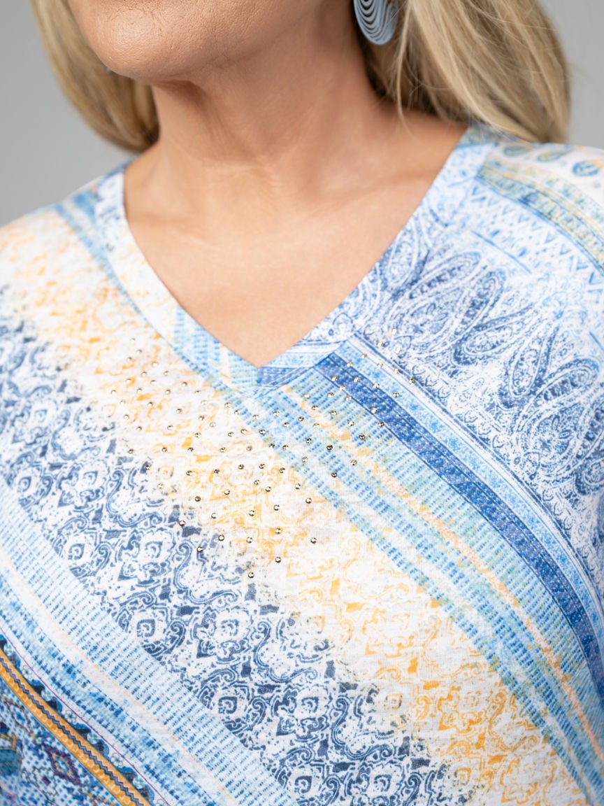 Burnout Abstract Short Sleeve Top With Hotfix