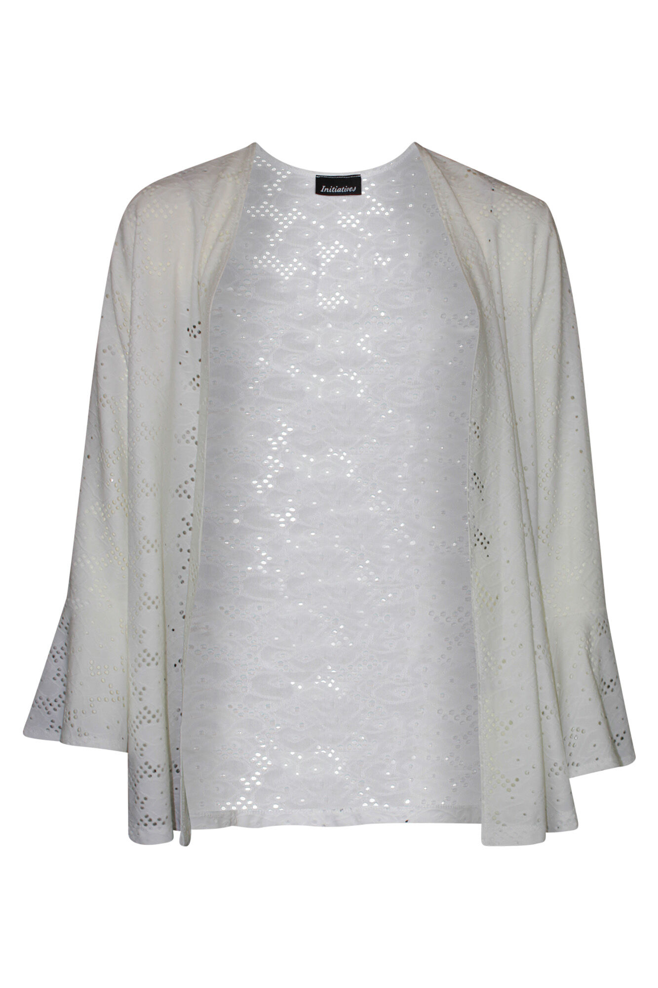 Eyelet Cardigan with Bell Sleeve Image 1