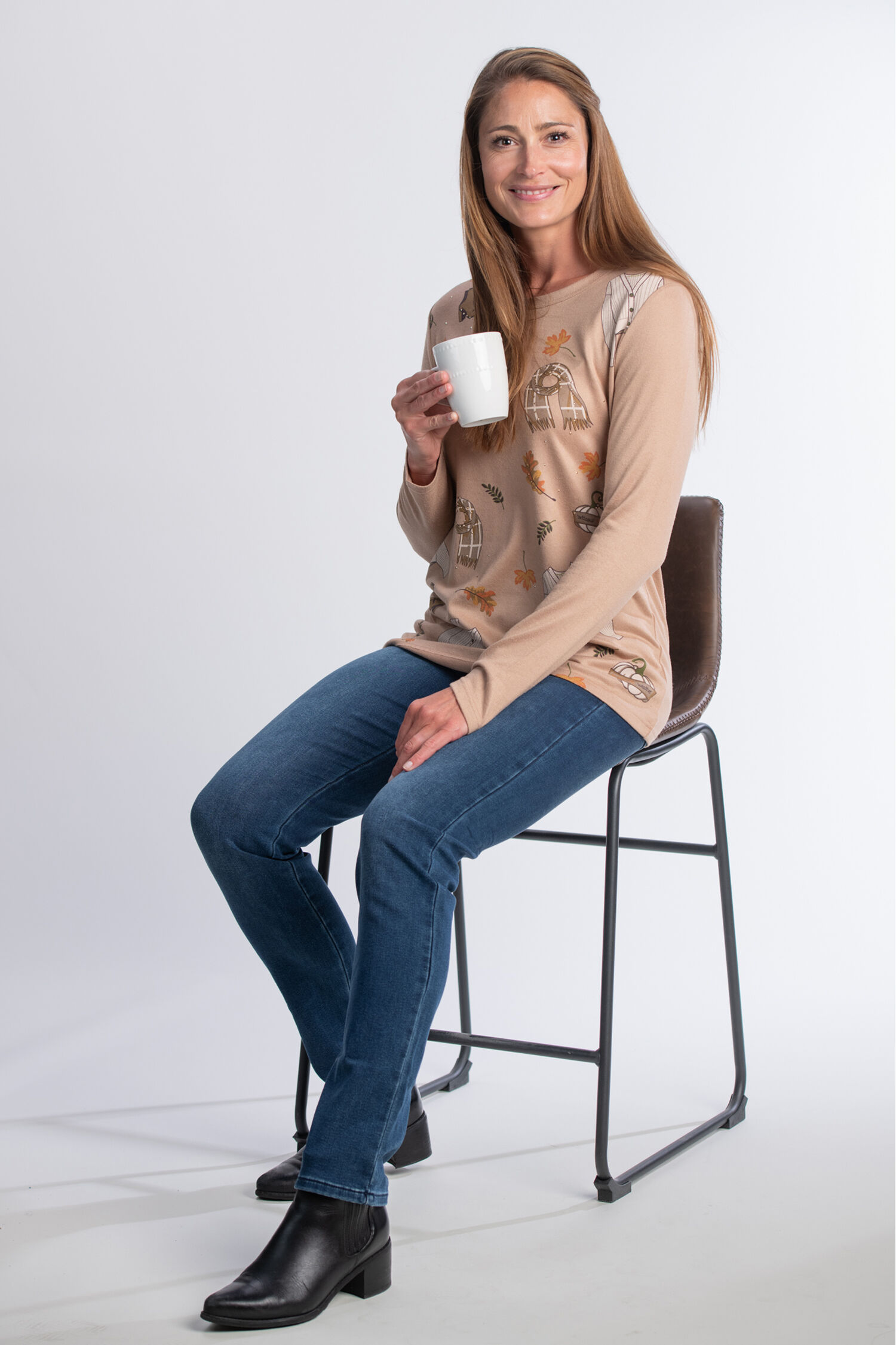 Scarves & Leaves Long Sleeve Top  Image 4