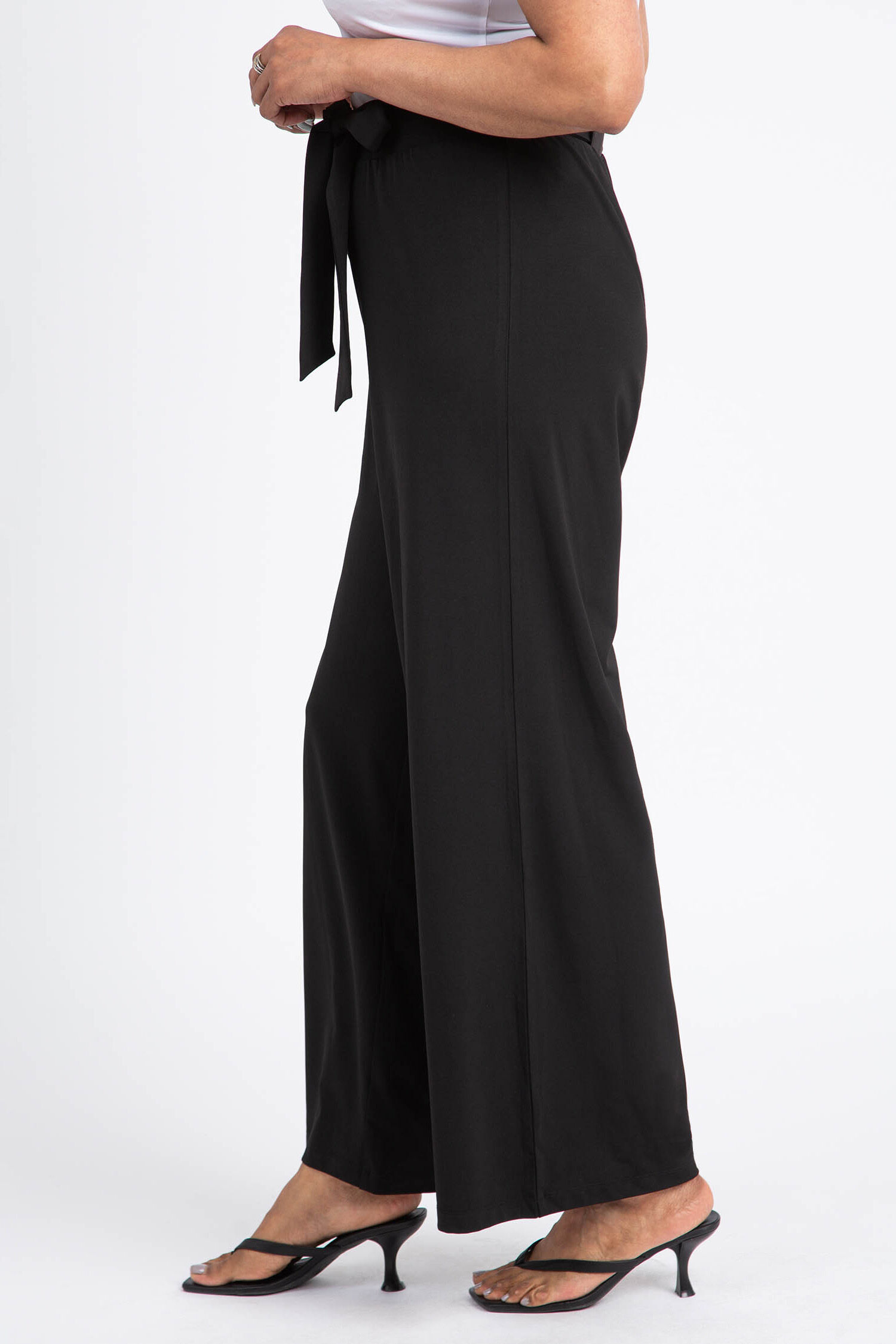 Pull-On Wide Leg Pant w/ Tie-Up Belt Image 2