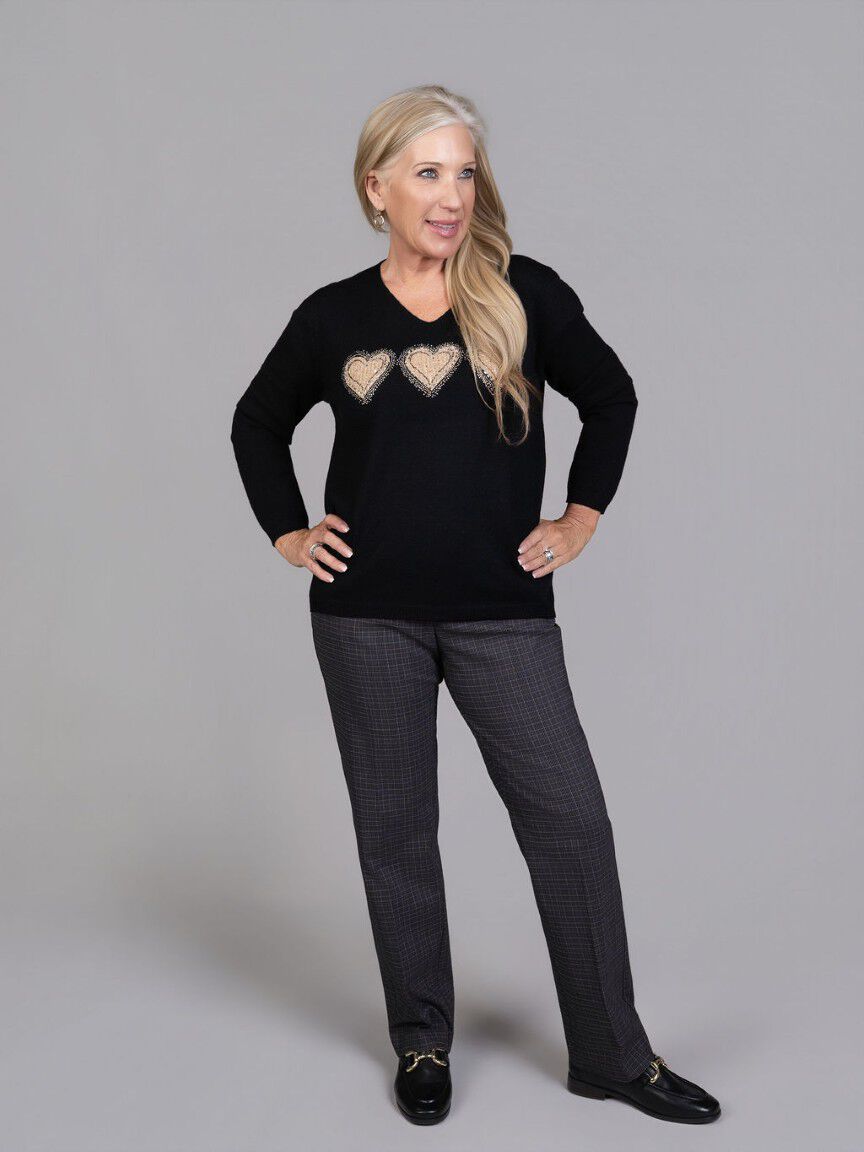 Heart Detail V-Neck Sweater
