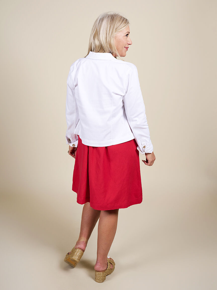 Comfort Stretch Button-Front Denim Jacket  Image 2