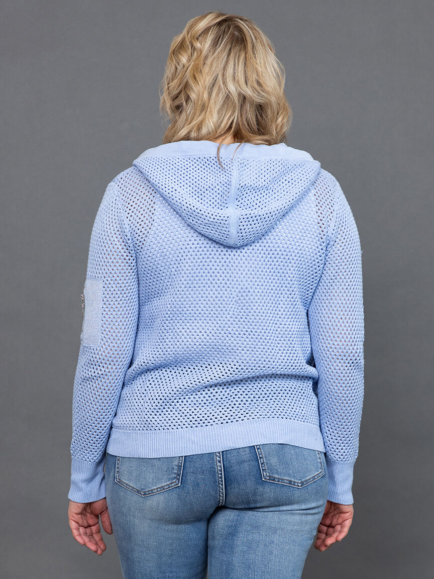 Zip Up Knit Cardigan with Lurex 