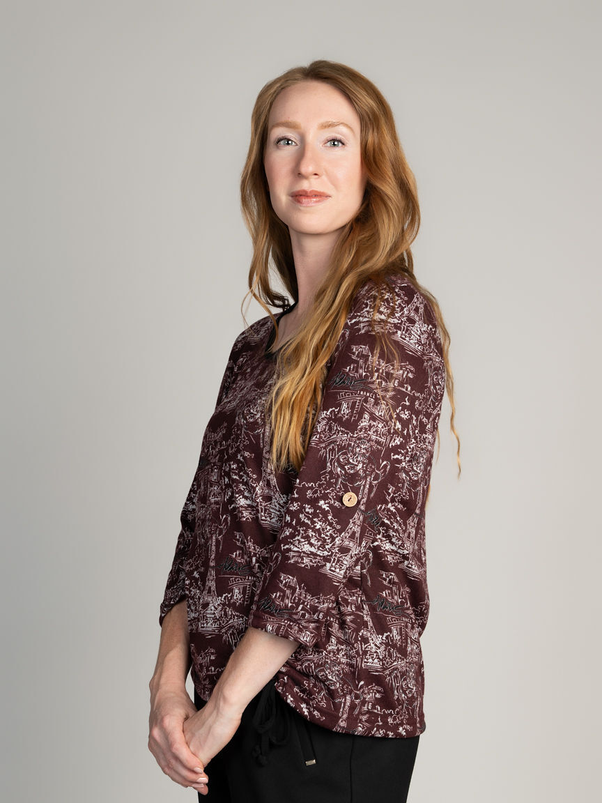 3/4 Sleeve City Print Top