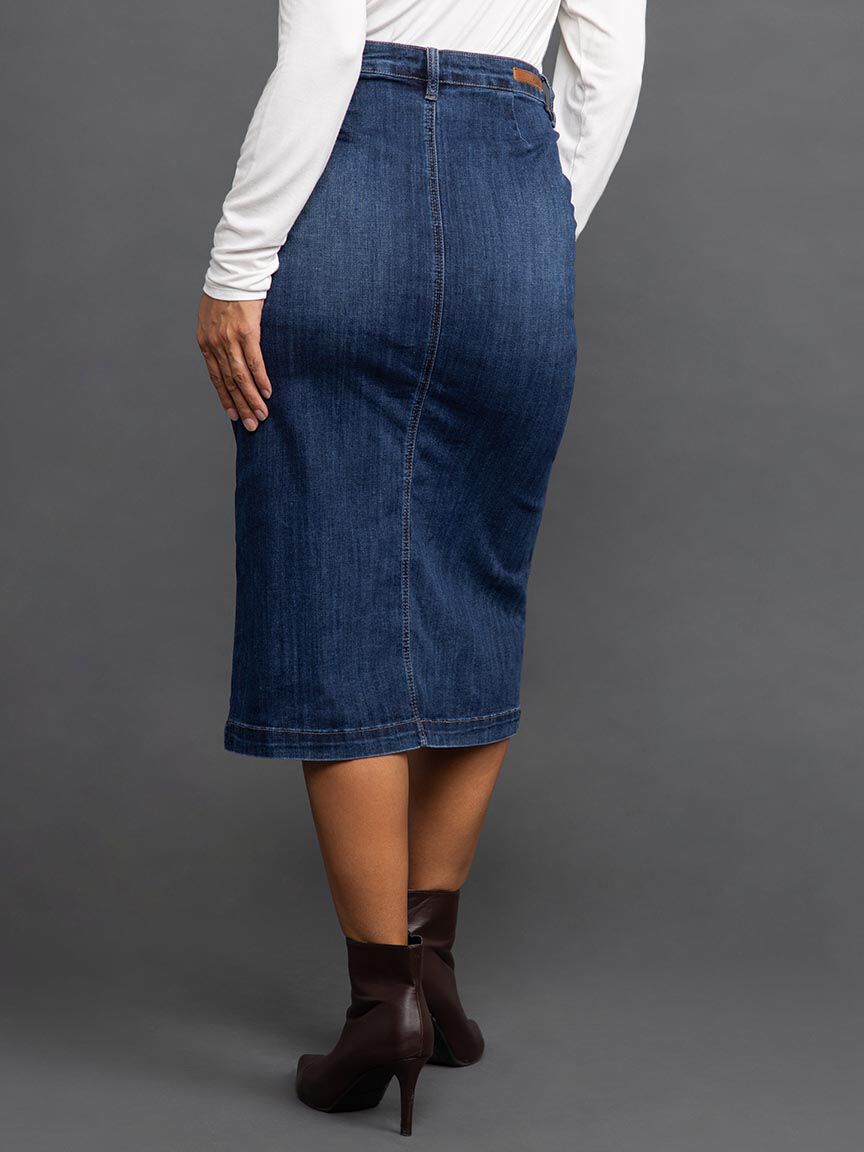 Button-Up Denim Midi Skirt  Image 4
