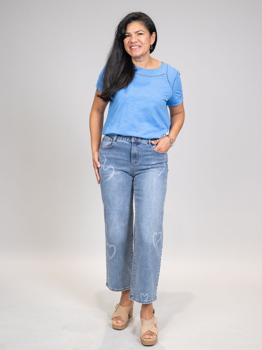 Short Sleeve Dotted Lace Top