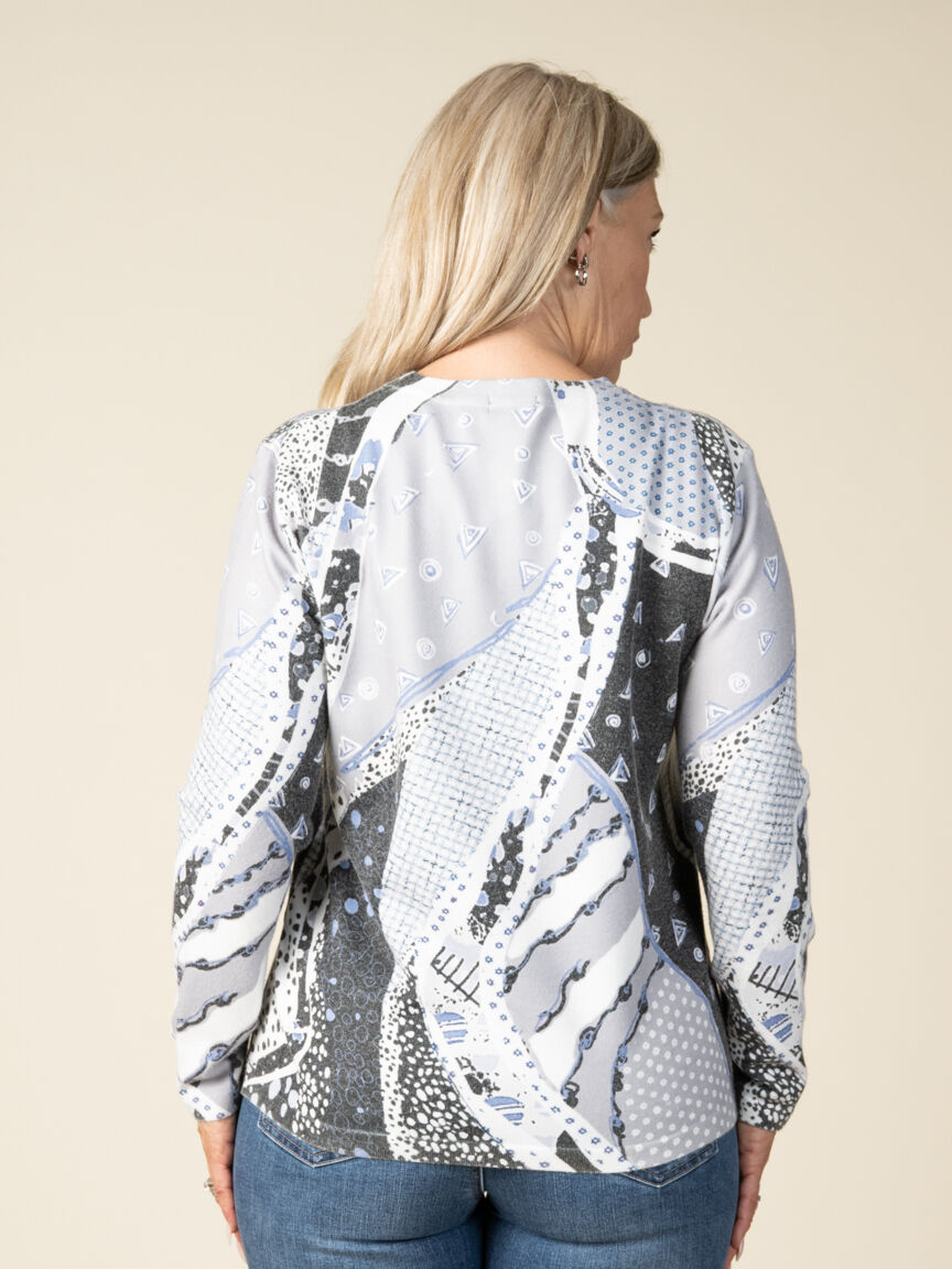 Abstract Lightweight Crew Neck Sweater