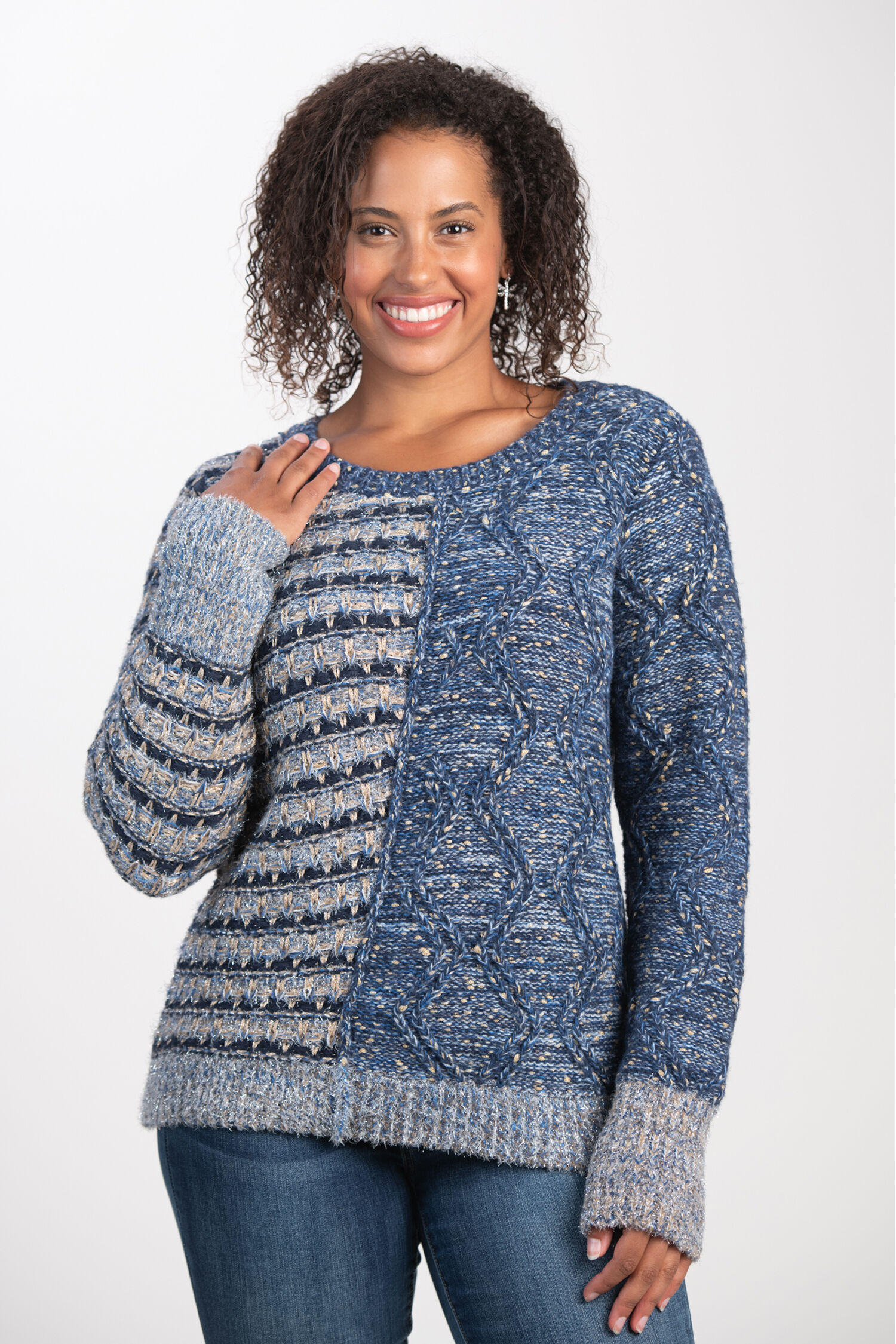 Chunky Knit Sweater w/ Lurex Image 1