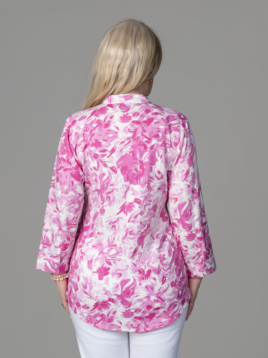 3/4 Sleeve Mandarin Collar Top