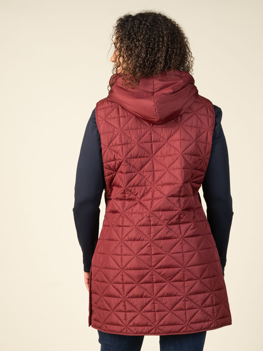 Quilted Long Hooded Vest Image 2