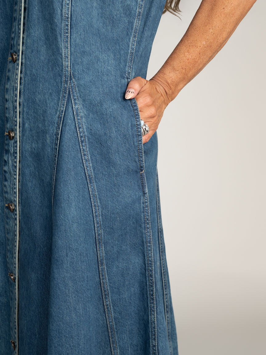 Collared A-Line Denim Dress