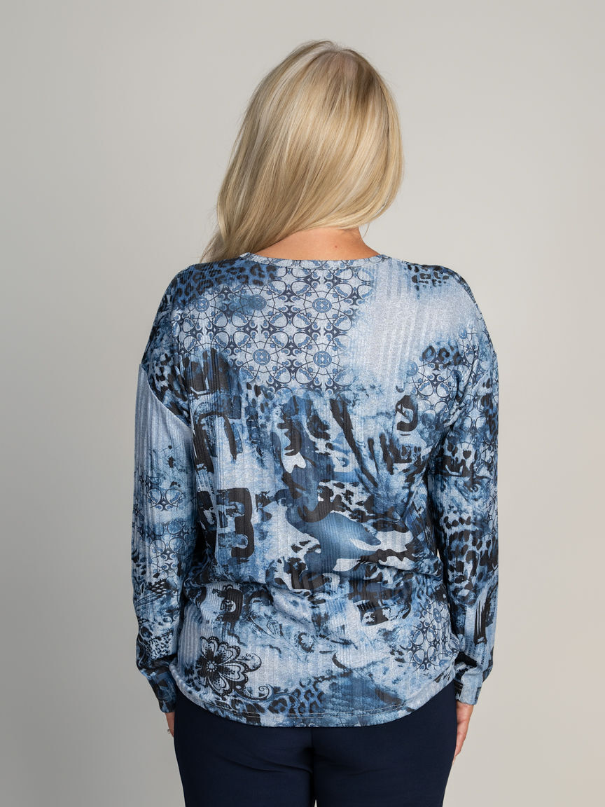 Long Sleeve Ribbed Side Tie Top