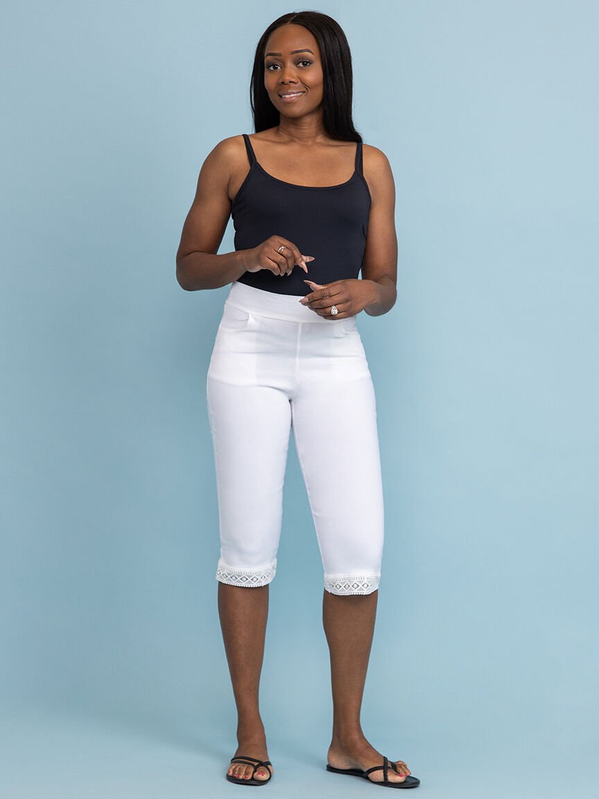 Lace Trimmed Pull on Capri  Image 1