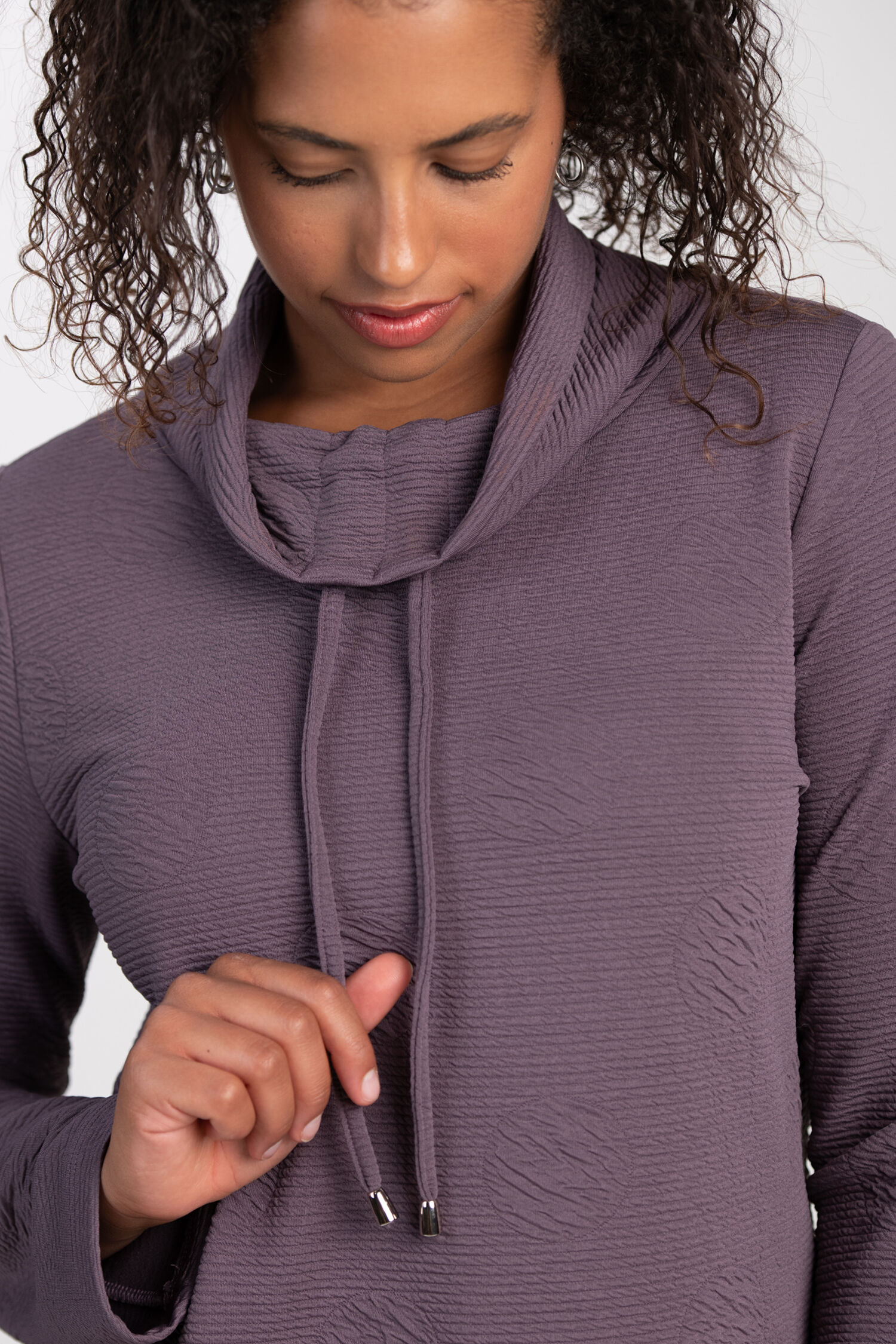 Drawcord Cowl Neck Top  Image 3