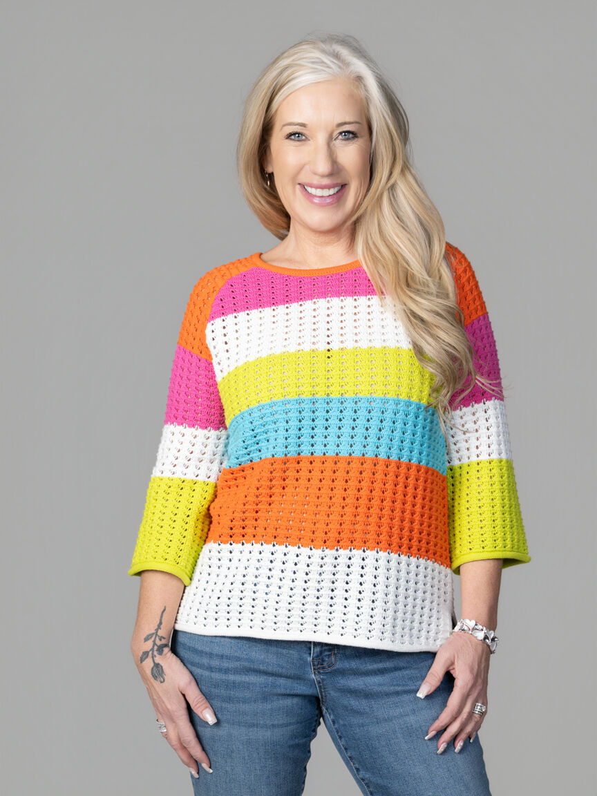 3/4 Sleeve Colour Block Sweater