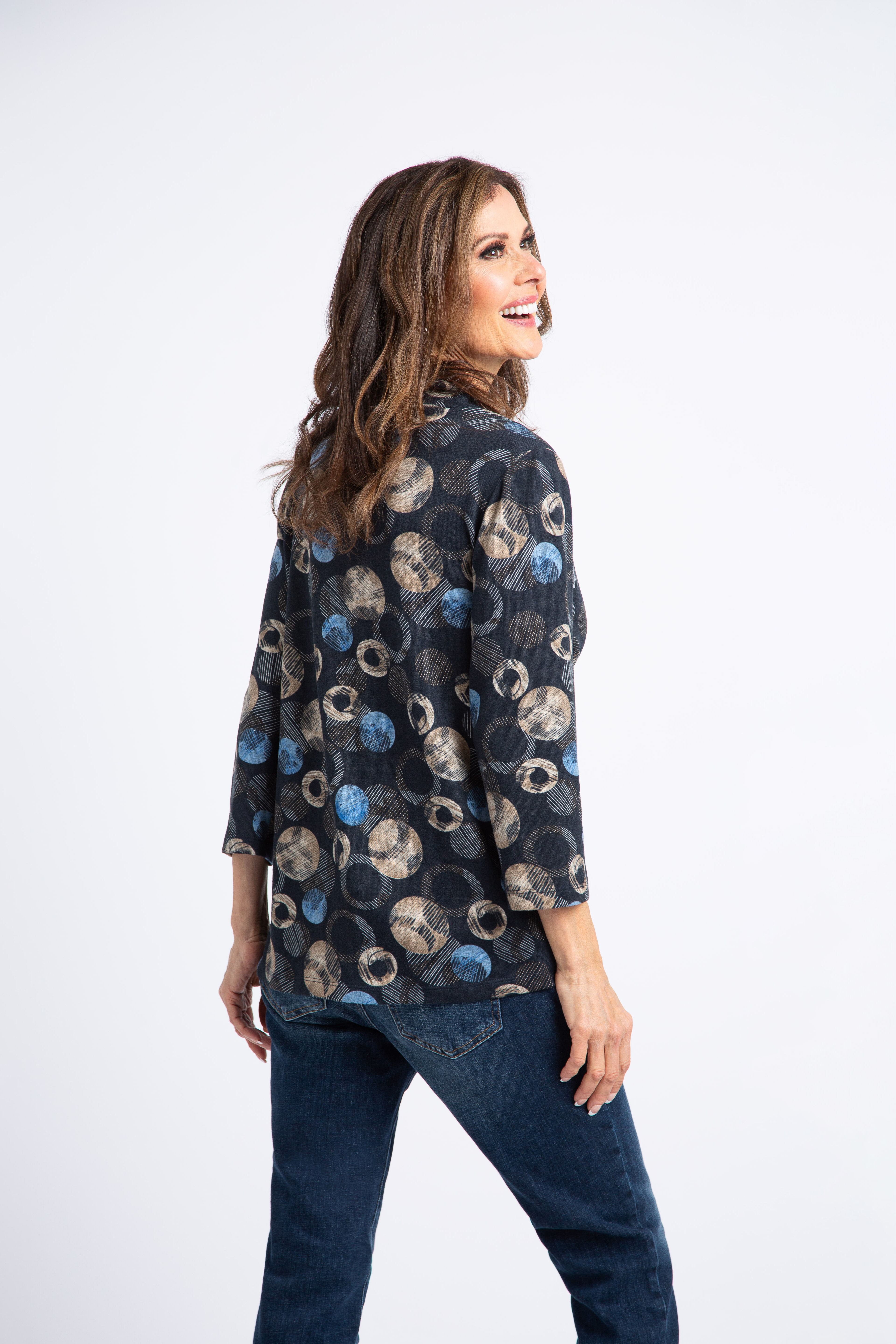Shawl Collar V-Neck Top   Image 3