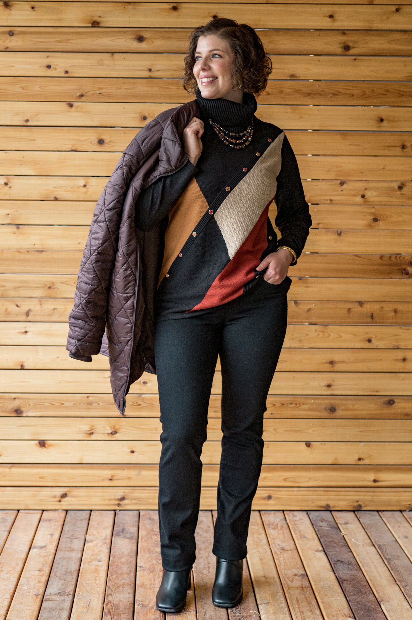 Turtleneck Colorblock Sweater Image 3