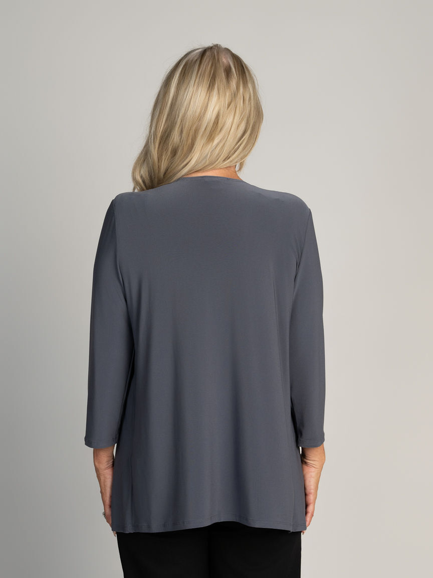 3/4 Sleeve Open Front Cardigan Image 3