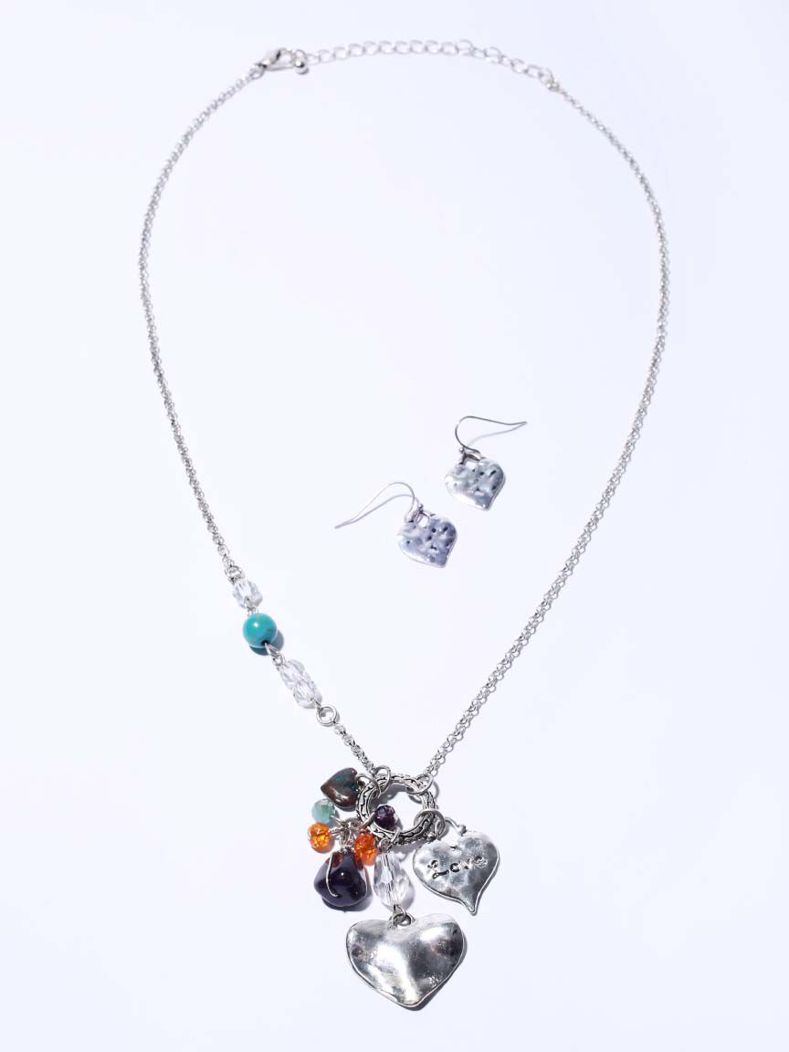 Necklace and Earring Set Short Heart Charms   Image 1