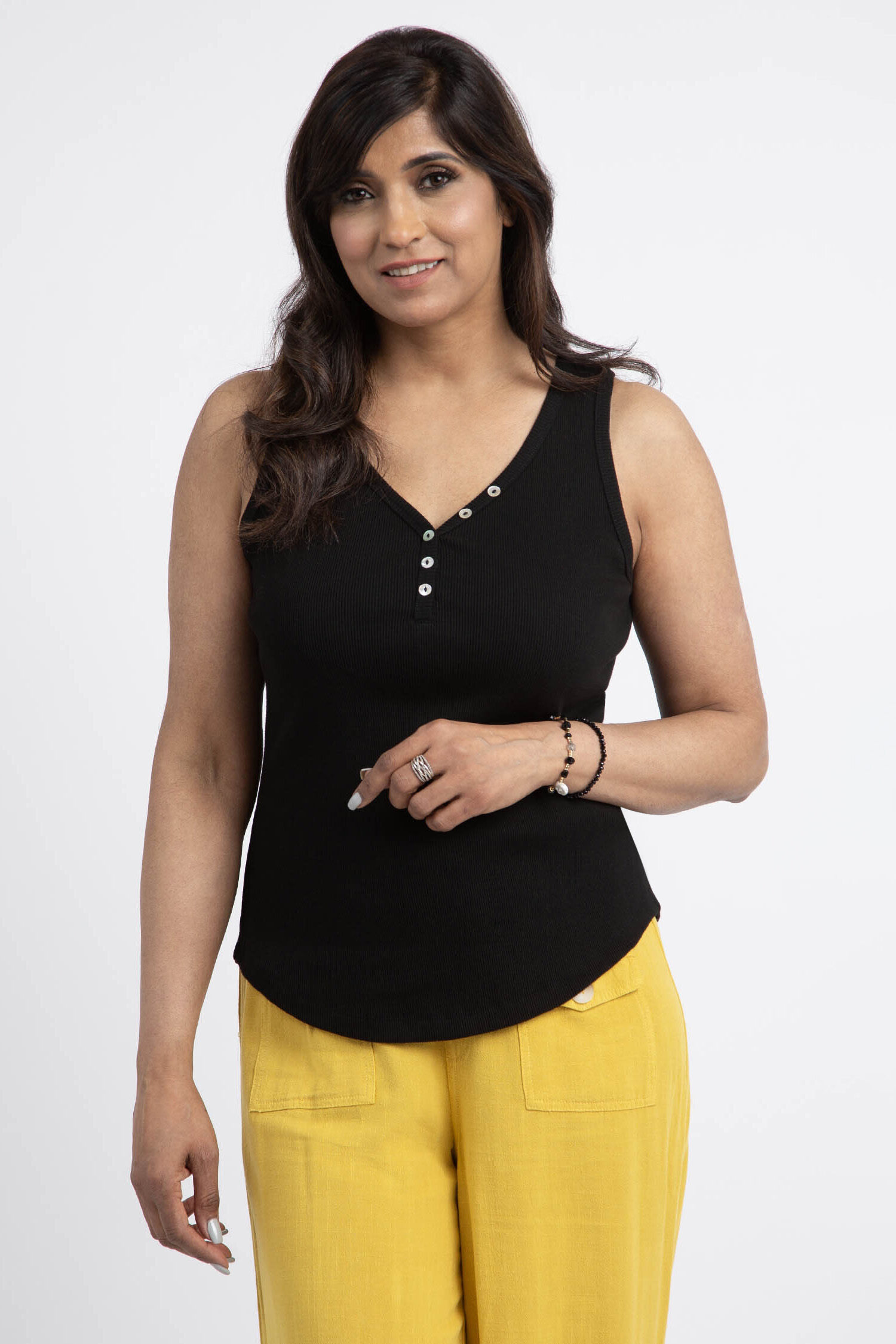 V-Neck Henley Tank Image 1