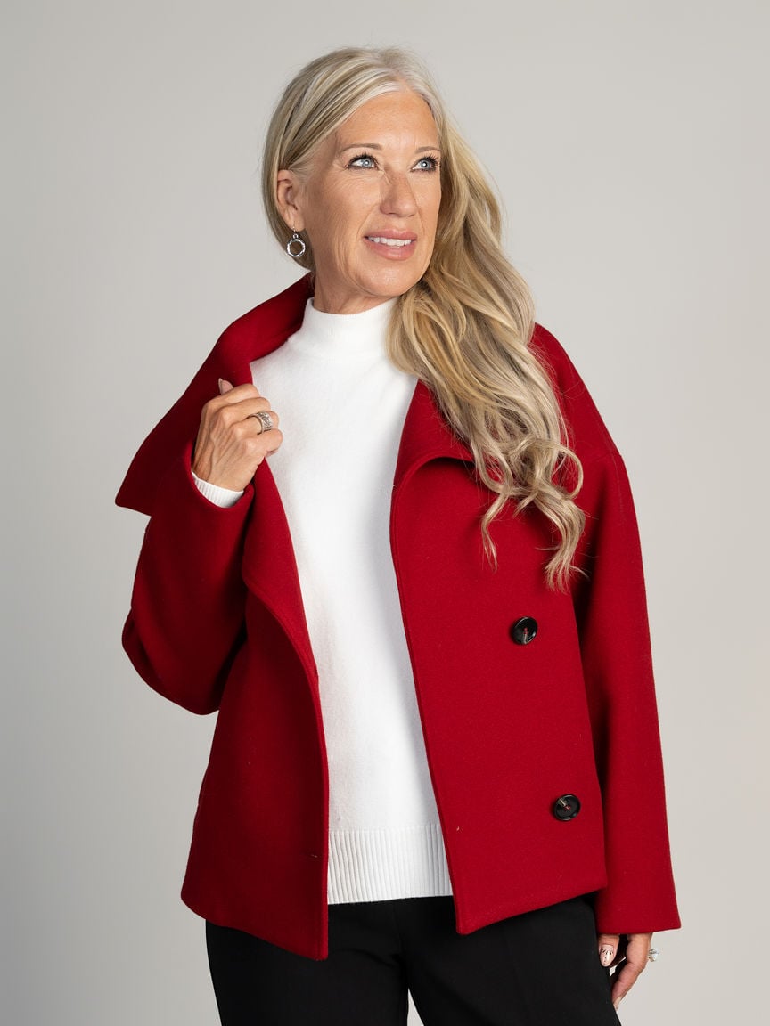 Sleek Funnel Neck Coat Image 5