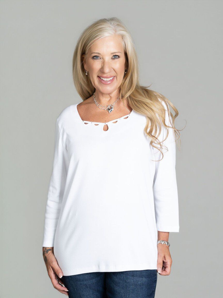 3/4 Sleeve Sweetheart Neckline Top