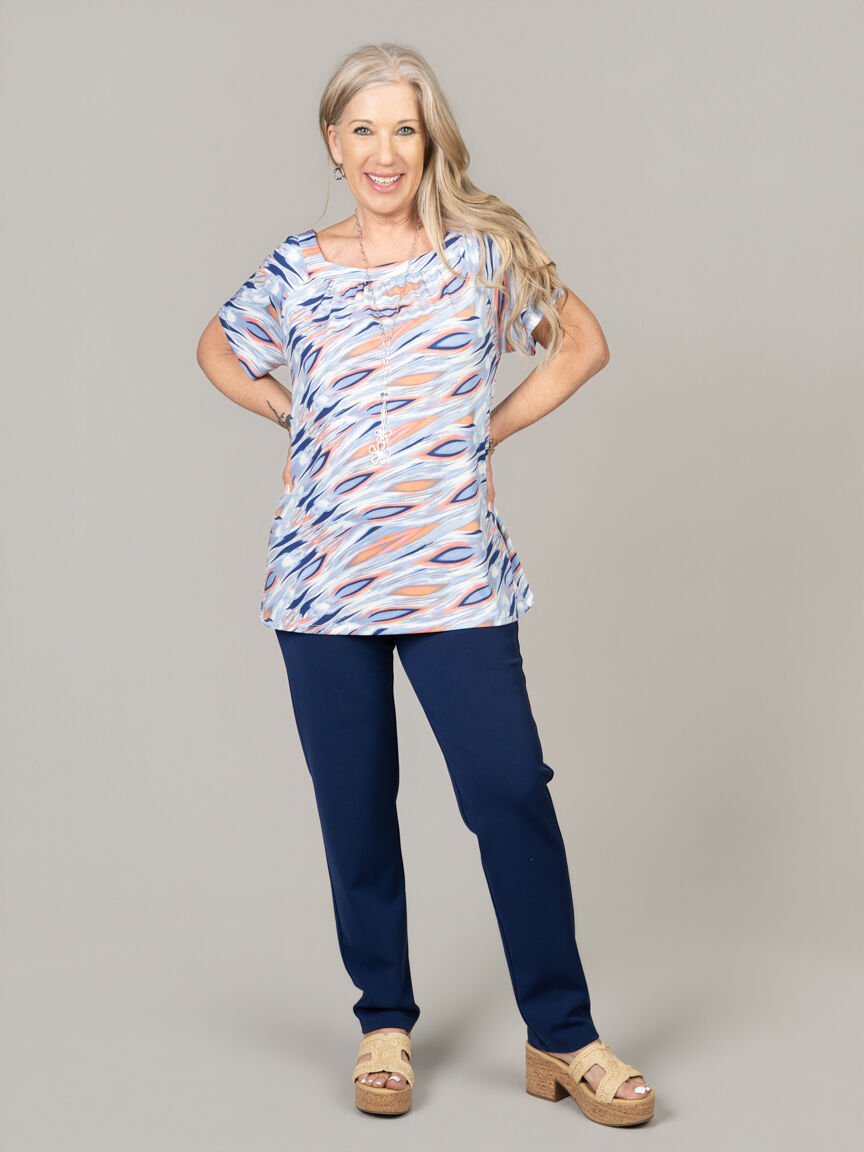 Boat Neck Short Sleeve Top