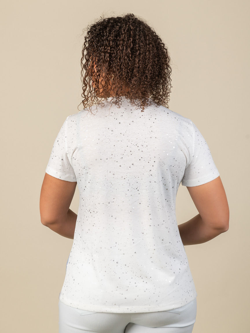 Short Sleeve Burnout Foiled Top Image 2