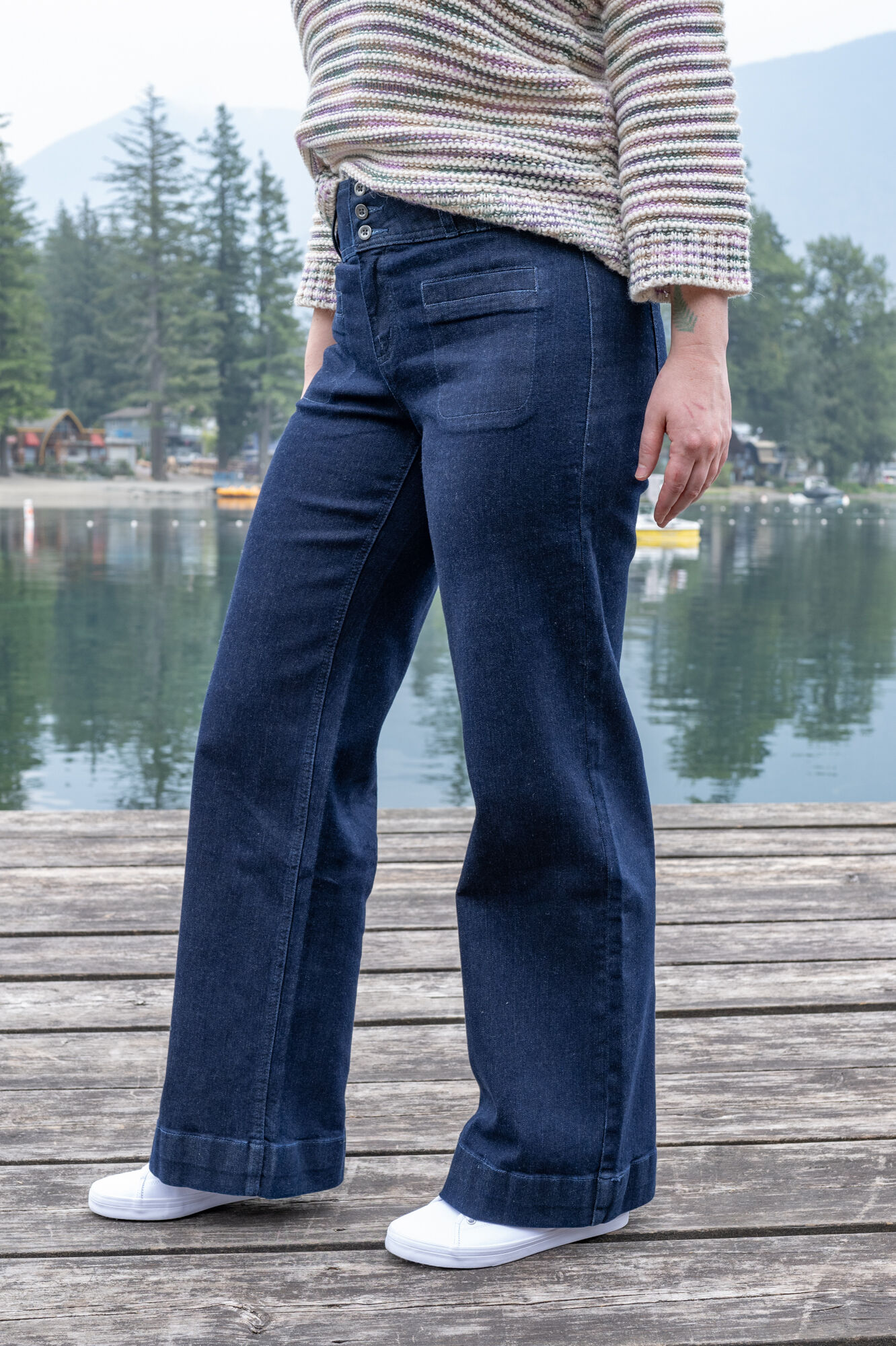 Wide-Leg Palazzo Bell Bottom Denim Image 1