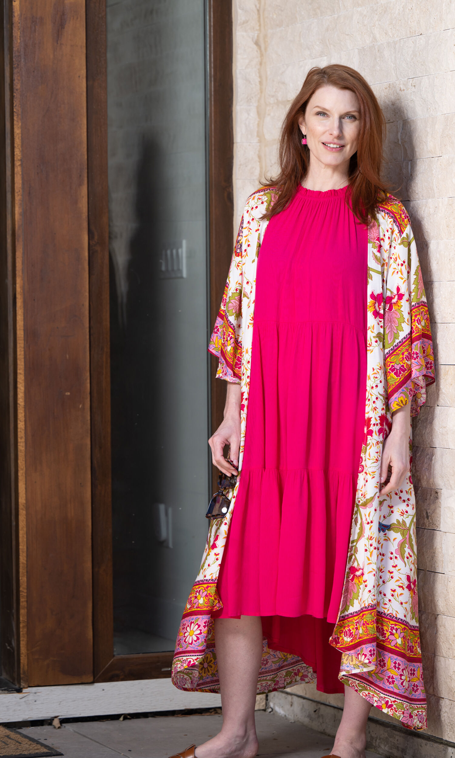 Open Front Floral and Peacock Cardigan Image 3