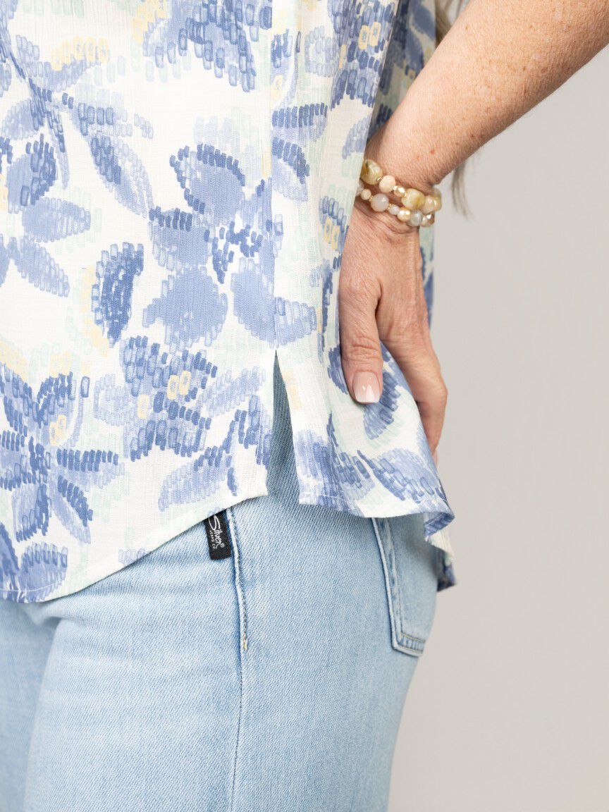  Sleeveless Frill Neck Blouse with Contrast Tie Cords