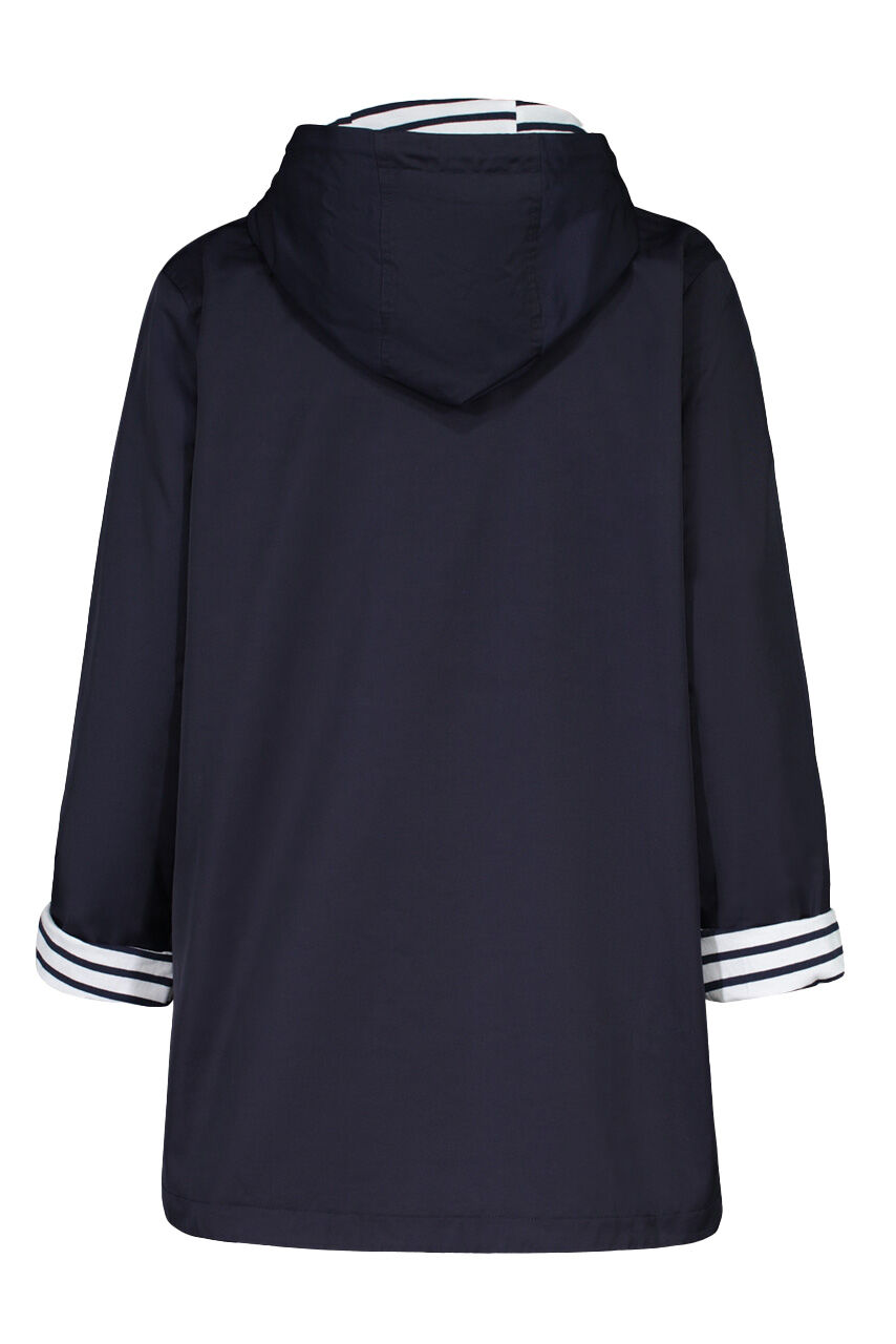 Hooded Rain Jacket with Striped Lining Image 4