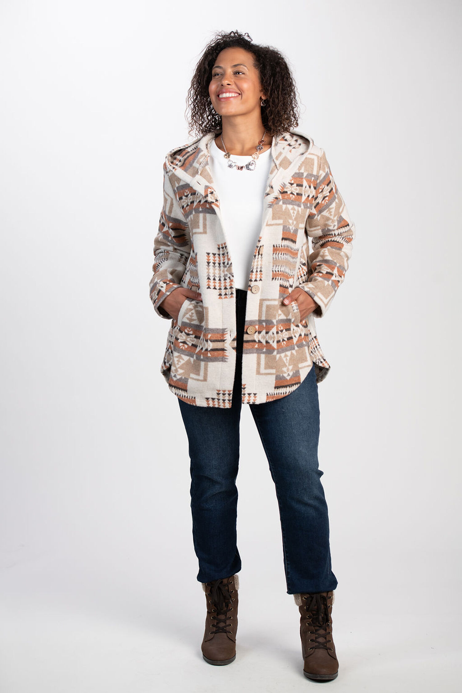 Hooded Aztec Jacket  Image 1