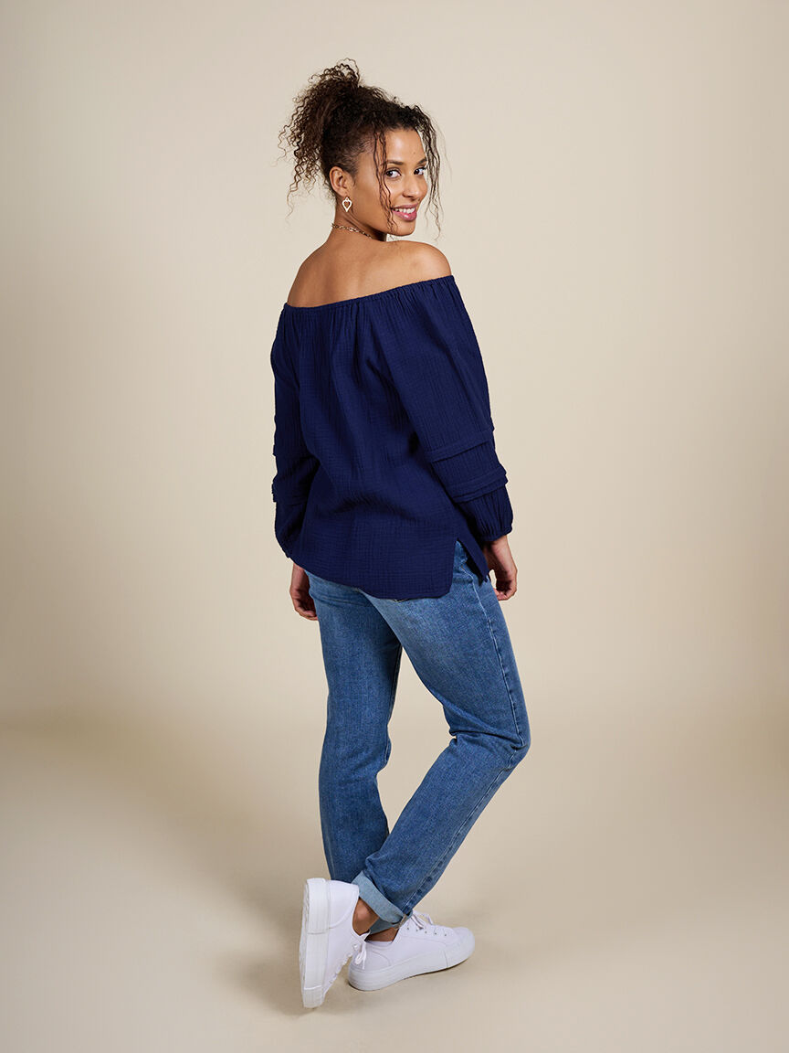 Cotton Gauze Convertible Off-Shoulder Top  Image 4