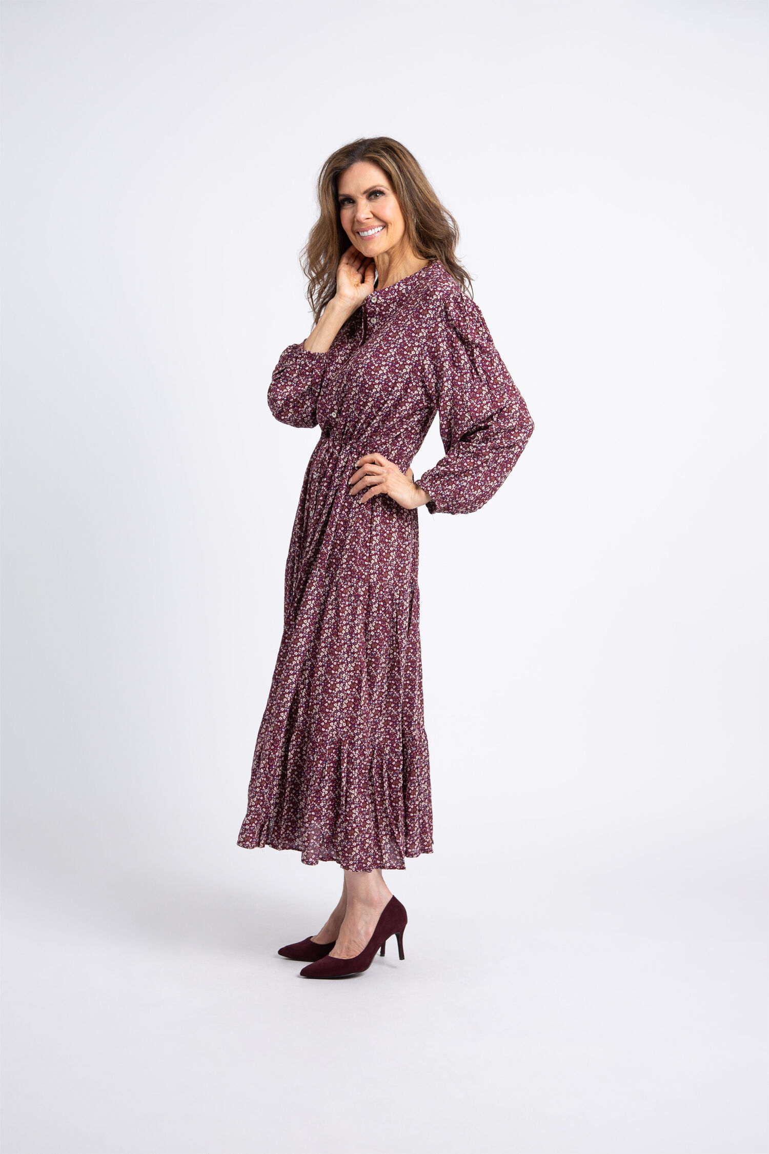 Long Sleeve Button-Up Maxi Dress  Image 3