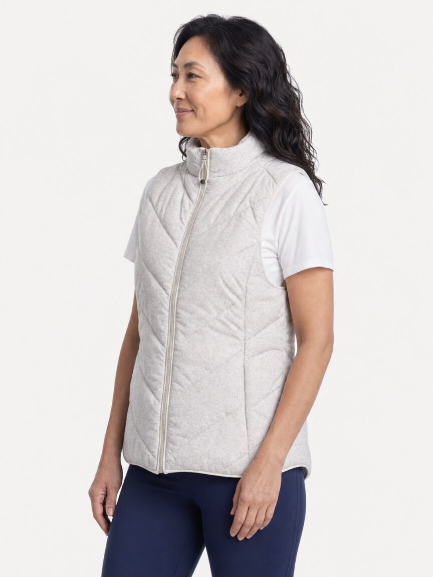 Sketchers Beige Print Puffer Vest 