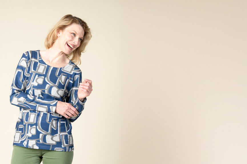 Long Sleeve Abstract Printed Top