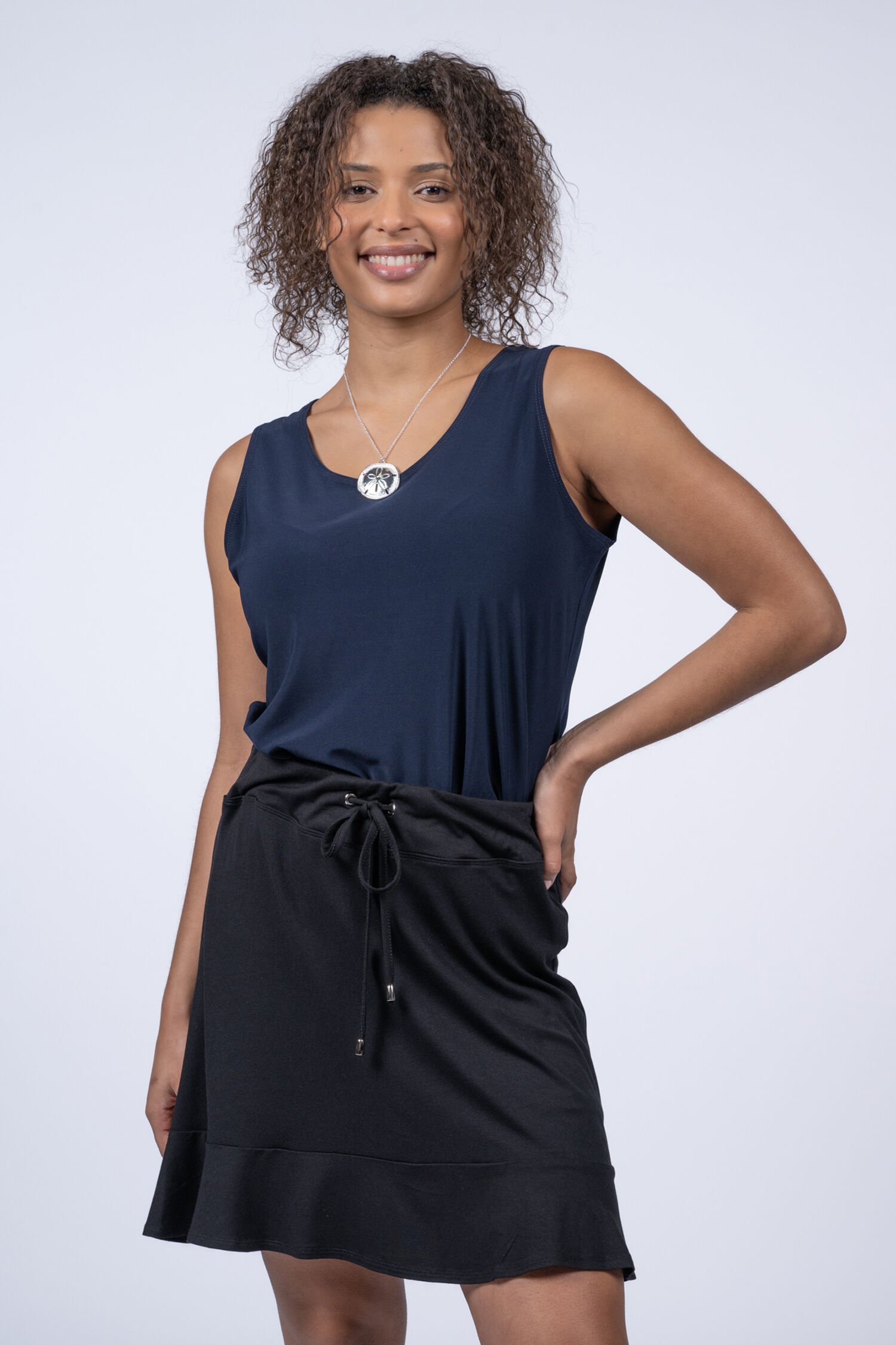 Drawstring Ruffle Hem Skort Image 1