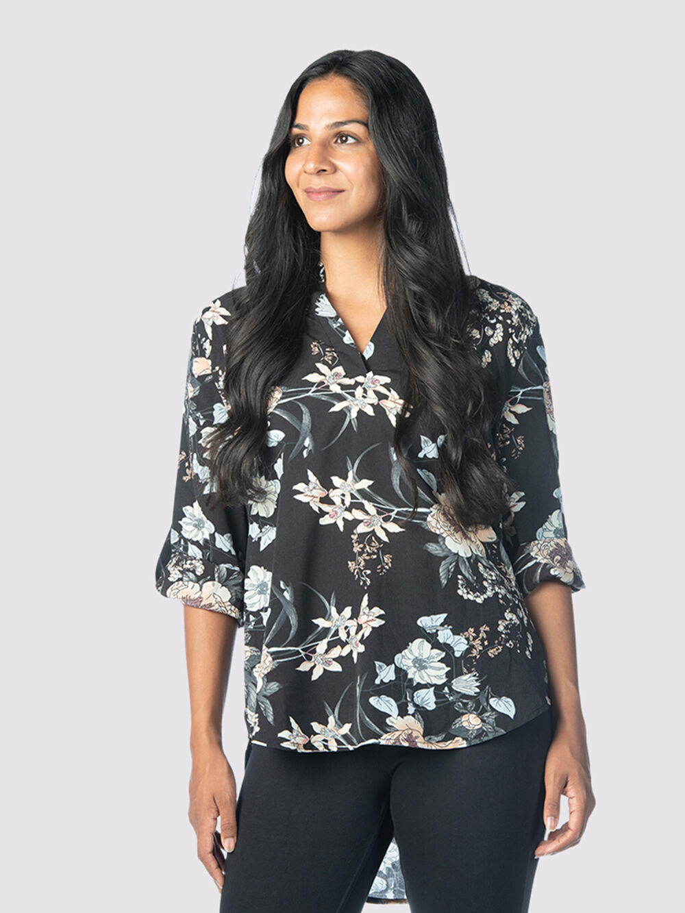 Black Base Botanical Blouse Image 1