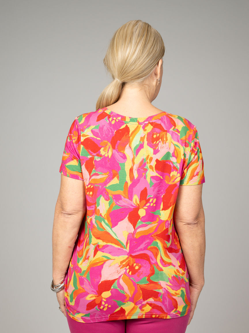 Short Sleeve Top with Drawstring Side Ruching Image 3