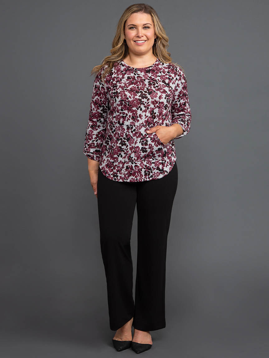 &frac34; Sleeve Top w/ Kangaroo Pocket Image 1