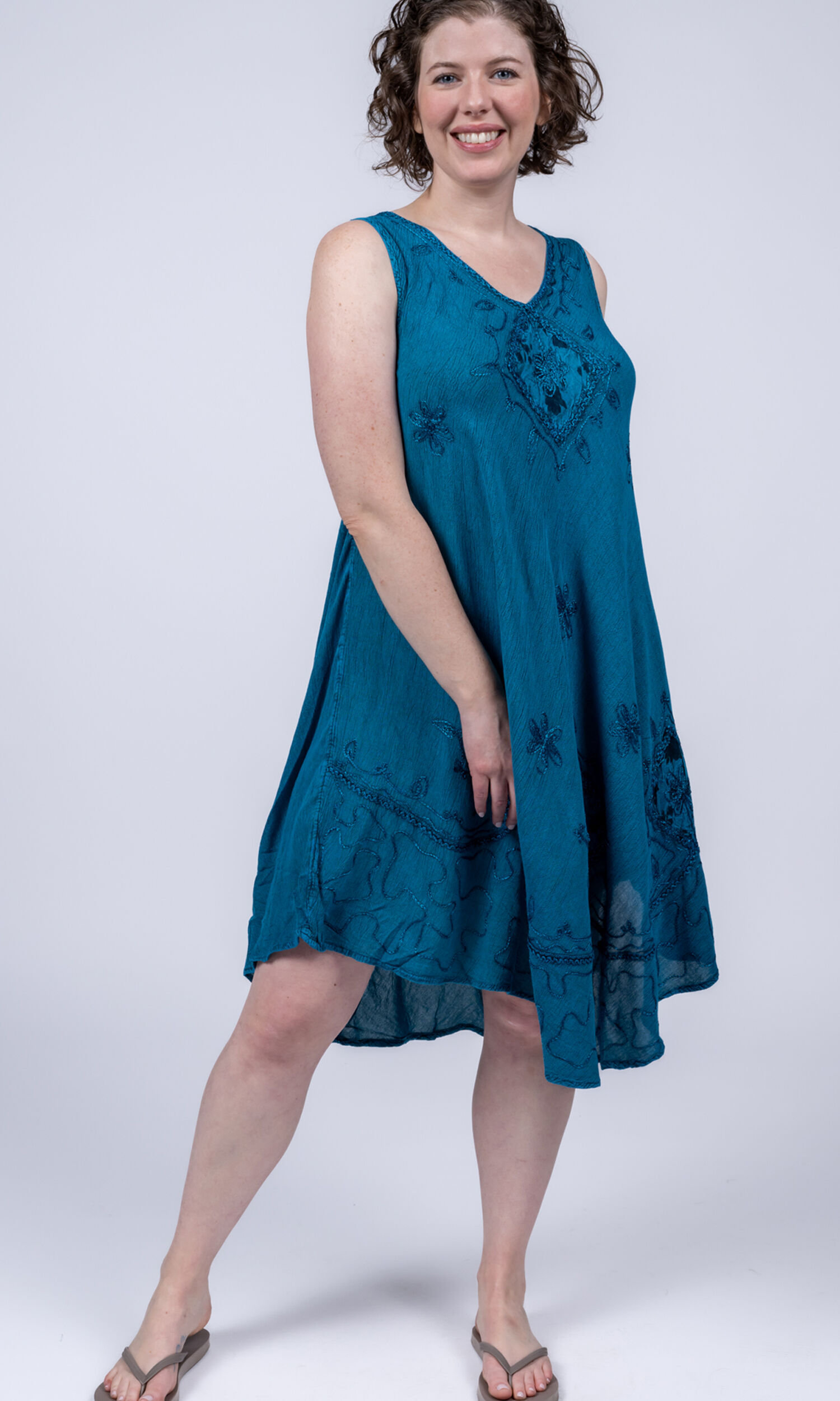 Sleeveless Embroidered Umbrella Dress Image 1